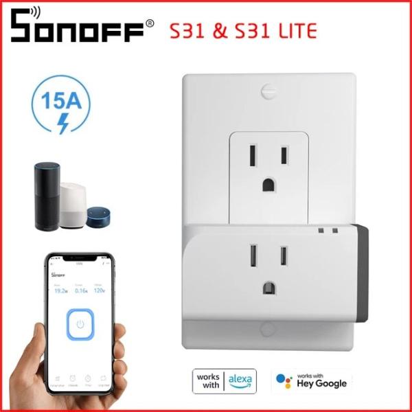 Sonoff-smart s31/s31 lite, wifi, usプラグ,15a 1800w,ス...