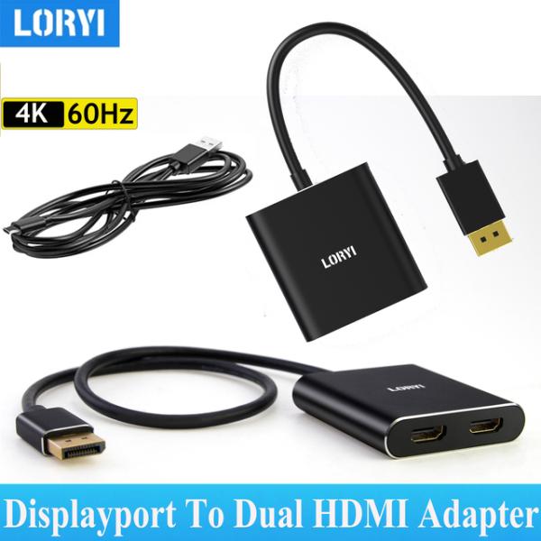 Lilyi-Displayport toデュアルhdmiアダプター、4k、60hz dpからhdmi...