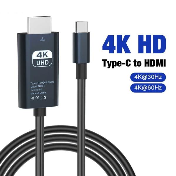 USB Type C to HDMIケーブルアダプター,4k,60hz,高速イーサネットケーブル,プ...