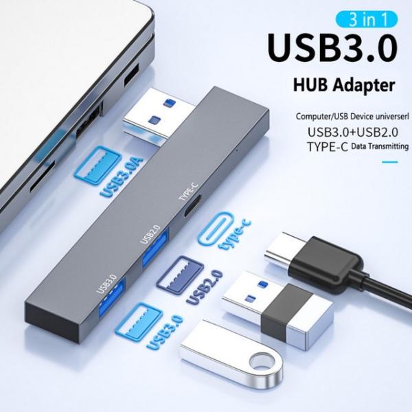 ポータブルミニドッキングステーション、USBハブアダプター、3ポート、USB 3.0、4 in 1、...