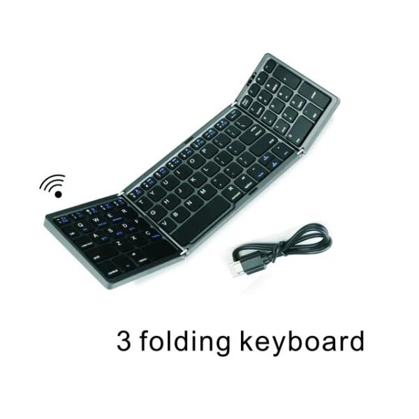 トリプル折りたたみ式ワイヤレスBluetoothキーボード,数字付きキーボード,充電式,iOS,An...