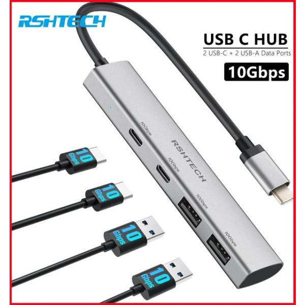 Rshttech-USBハブアダプター10 s, otgサポート,2つのUSB cと2つのUSBポー...