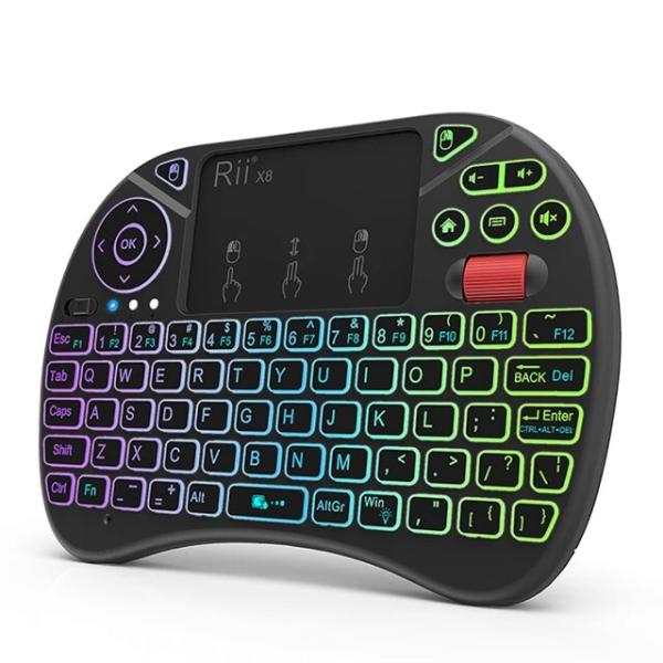 Rii-X8 2.4GHzワイヤレスミニキーボード,タッチパッド付きバックライト,PC/Androi...