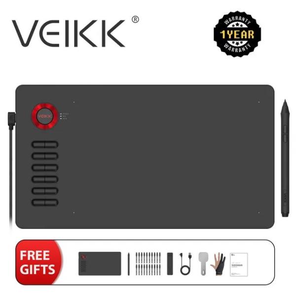 12キー,バッテリーなしのVEIKK-A15個のグラフィックタブレット,描画用,Windows, M...