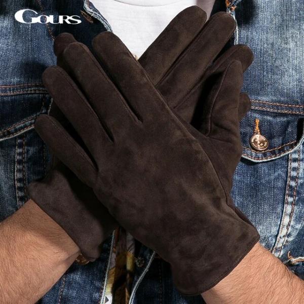 本物の黒い革の手袋,男性用の本物の革の手袋,タッチスクリーン,暖かい,ソフト,運転用,新しいgsm0...