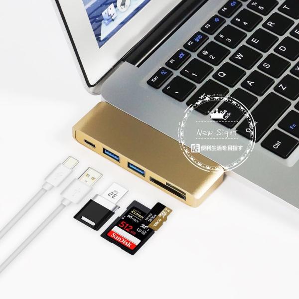 Type-C 5in1 Hub for MacBook 高速 USB3.0 ポート 5 in 1 変...