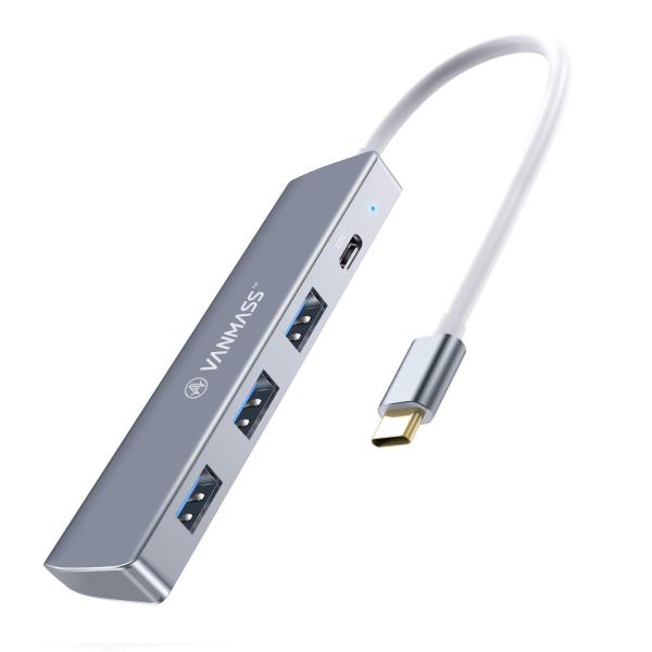 VANMASS USB Cハブ%カーキ%USB C-USBアダプタ (Type C 3.1電源供給付...