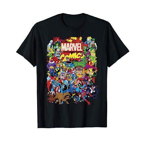 マーベルコミックヒーローグループショットグラフィックTシャツ