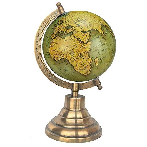 5&quot;Green Gold Educational, Antique Globe with Brass...