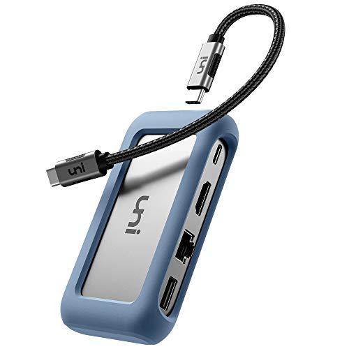 USB Cハブ、着脱可能コネクタ付きユニUSBタイプC 8 in 1ハブ、4 K HDMI、イーサネ...