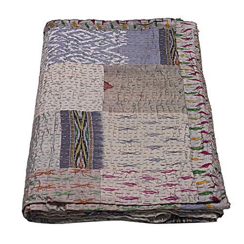 Indian Throw Home Silkパッチワークキルトエスニック装飾60 X 90インチカブ...