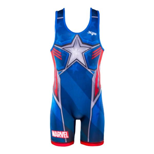 Extreme Pro Captain America Suit Wrestling Singlet...