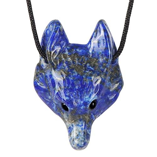 Artistone Lapis Lazuli Crystal Fox Pendant 1.6 inc...