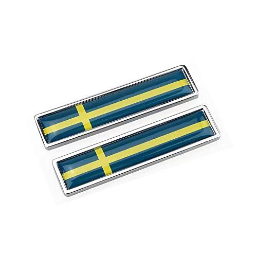 Vvinluck 2ピース5.8 x 1.4 cmスウェーデン国旗亜鉛合金エポキシステッカー車体トラ...