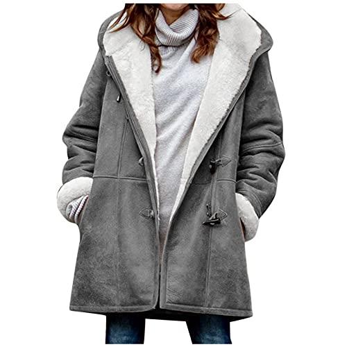女性用ウインターコート2022ファッションフリース暖かいアウター前開きラペルカーディガンジャケットプ...