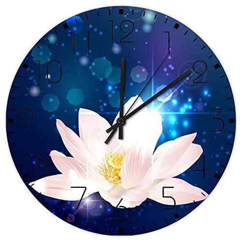 ミニマリスト木時計サイレントくすぐりのない大きな数字電池操作白蓮の花パーソナル壁時計スピリチュアル瞑...