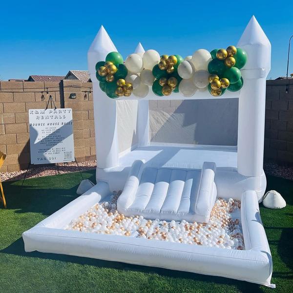 13 x 8 x 8 Ft Kids White Bounce House with Ball Pi...