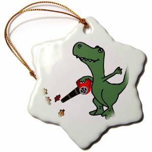 3dRose All Smiles Art 恐竜 - 愉快な魅力のティラノサウルス 恐竜 リーフブロワー - オーナメント 3" orn_263879