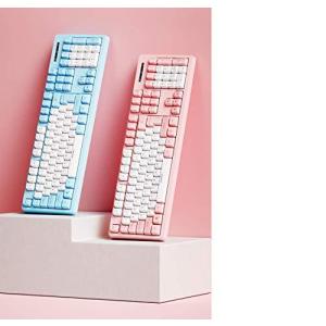 LORERANキーボード有線、日本語配列 エルゴノミックオフィスキーボード、レインボーLEDバックライト付き、2色キーキャップ、アンチゴースト、防水、iMac、コンピ