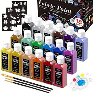 Shuttle Art 布用絵の具 18色セット 60ml 布絵の具 布描き絵の具 ウォッシャブル 洗っても落ちない ファブリックペイント