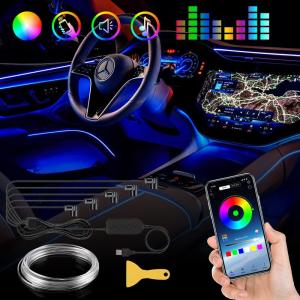 第２世代車 LEDライト 車内 アンビエントライト USB式 雰囲気ライト 8色切替 RGB 車用LEDテープ インテリアライト 音に反応