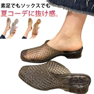 疲れにくい クリア 可愛い ミュール スクエアト...の商品画像