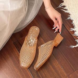 疲れにくい クリア 可愛い ミュール スクエア...の詳細画像3