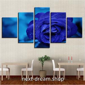 　５点セット　ホームデコレーション　ブルーローズ　花　絵画　ファブリックパネル　インテリア　m04091