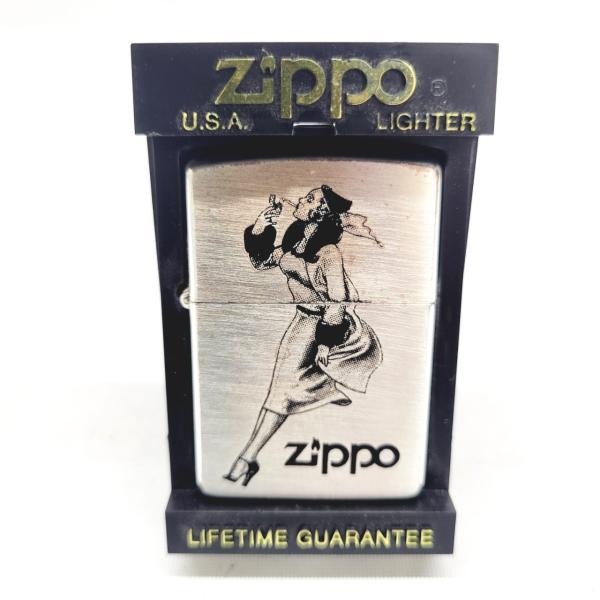 【送料無料】 ZIPPO/ジッポ オイルライター ウィンディ 1992年 シルバー 斜め ケース付属