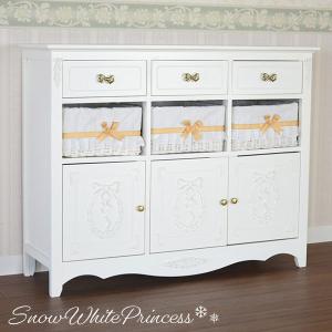 サイドボード リビングボード 収納棚 ディスプレイ 白 姫系 フェミニン