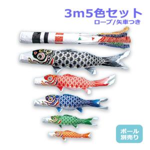 2026年度 新作 日本製 【金太郎なし】 こいのぼり ワタナベ鯉のぼり 大型セット 羽衣3m8点セット 浪千鳥吹流し 鯉5色 ポール別売 庭用 家紋/名入れ可能｜Next-Life-Style-NAGANO