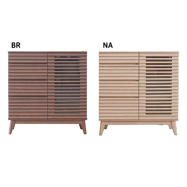 サイドボード リビングボード 収納家具 リビング収納 突板 ルーバー無垢 スローダウンステー 幅80...