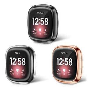 [3個セット] Fintie Fitbit Versa 3 / Sense ケース 全面保護バンパー スクリーンカバー ・・・