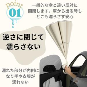 逆さ傘 ワンタッチ 自動開閉 晴雨兼用 完全遮...の詳細画像3