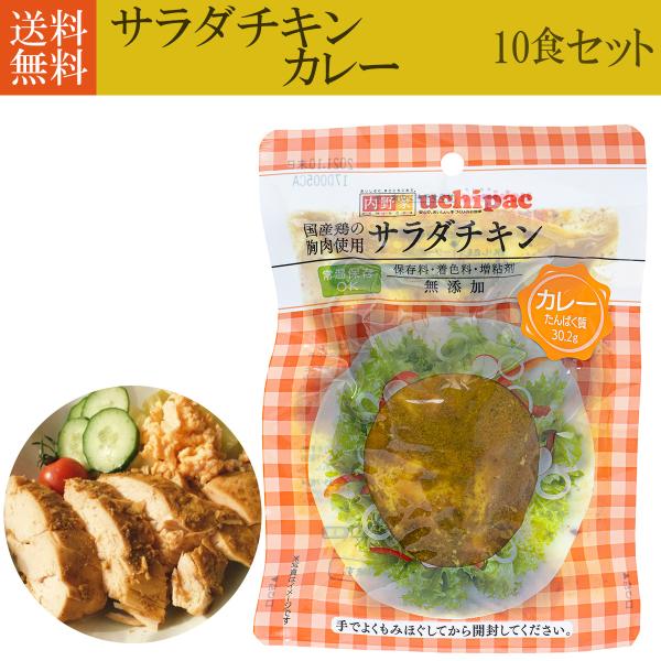 サラダチキン 無添加 非常食 常温保存可能 カレー味 10食 内野家 ウチパク レトルト