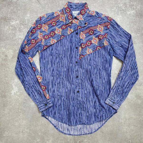 【lay1662D】 70's 70年代 Rockmount Ranch Wear 変形ウエスタンシ...