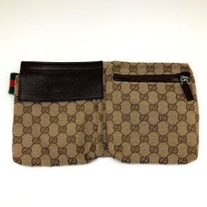 GUCCI グッチ 【4500D】 ボディバッグ 28566 シェリーライン ウエストバッグ ベージュ ブラウン キャンバス レザー レディース メンズ｜next51-mikunigaoka