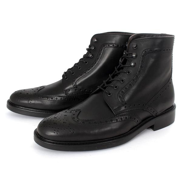 BOEMOS ボエモス メンズ レースアップブーツ ウィングチップ 40382 ブラック 値下げしま...