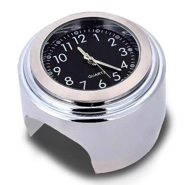 バイク 時計 オートバイ ツーリング バイク用品 バイクアクセサリ アナログ時計 夜光 ハンドルバー...