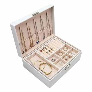 ジュエリーボックス ホワイト 二層アクセサリーケース 小物入れ ジュエリーケース ジュエリー収納 ピアス ネックレス収納 仕切り調整 NISOAKUC-WH