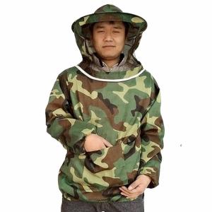 養蜂用 蜂防護服 迷彩 フェイスネット付 蜂巣 害虫駆除
