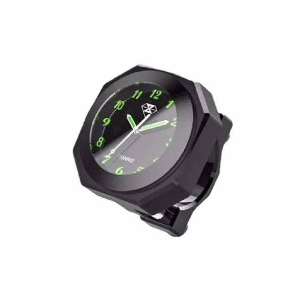 バイク 時計 防水 IPX7級 ブラック オートバイ 自転車 用 アナログ ハンドル 外付 夜光 ク...