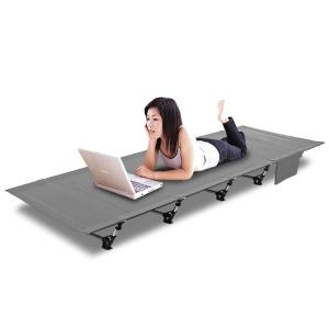 アウトドア ベッド グレー コット ロータイプ 組立式 耐荷重150kg
