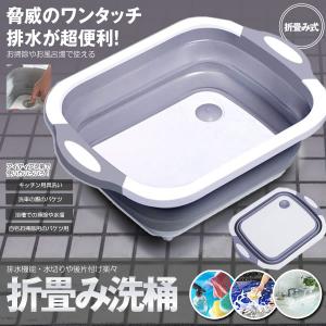 ワンタッチ 排水式 洗桶 洗い桶 折りたたみ 洗いおけ