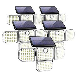 5個セット 181LED 4面発光 センサーライト 屋外 ソーラー 人感 3つ知能モード 180度 角度回転 1500LM ガーデンライト 自動点灯 IP65防水 181SOOSO｜nexts