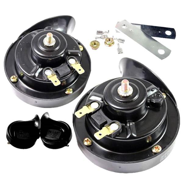 ホーン 車 ヨーロピアン ホーン12Vタイプ 爆音 電子ホーン 快音 クラクション 12V ブラック...