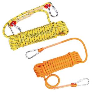 ロープ カラビナ付き 20m 厚み10mm 強撚 高密度 多用途 多機能