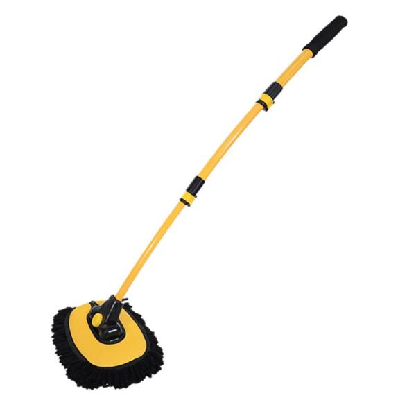 伸縮式 湾曲 洗車 ブラシ モップ 180度回転 スポンジ ボディ 三段階 超極細繊維 吸水性 傷防...