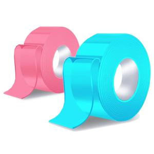 OUFAI 魔法 テープ 2個 セット　両面 アクリルゴム 粘着 繰り返し ナノテープ カラー 粘着 幅3cm長さ2m 繰り返し使える はがせる 両面