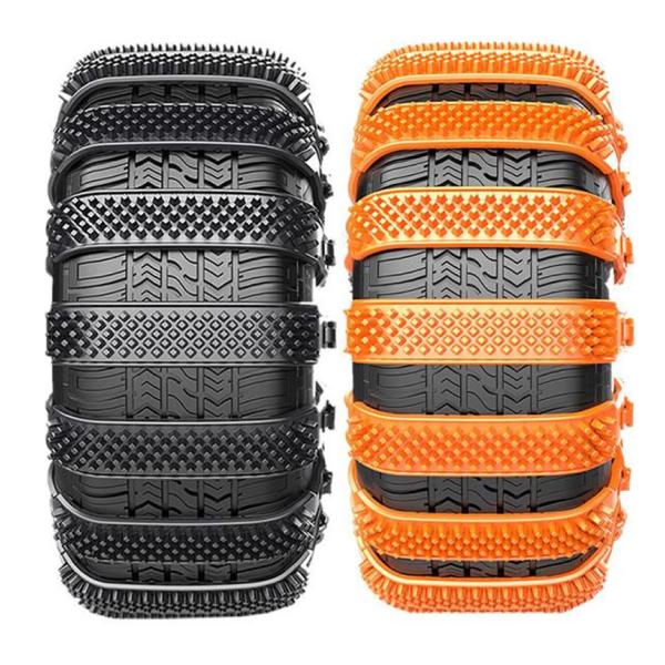 5個セット スノーチェーン 10本セット サイズ調節可能 非金属 車用 ゴム素材 アイスバーン スリ...